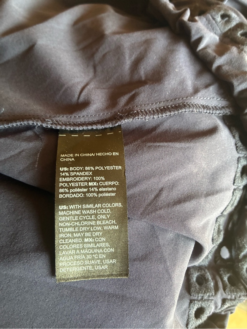 CHICO’S Navy Embroidered Bottom Bungee Dress Size Large (2) - Picture 8 of 9